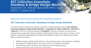 Autodesk Webinar : Roadway & Bridge Design Workflow - 23 Sept 2020